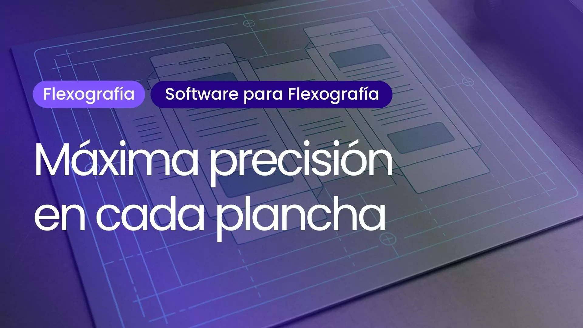 diseño técnico digital sobre plancha con texto sobre software para flexografía